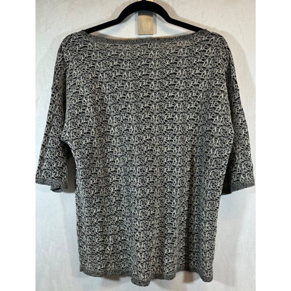 Eileen Fisher Womens L Organic Linen Nylon Crisp Sweater Textured Black Lace A18 - Picture 4 of 7